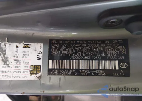 2005 Toyota Prius from USA, damaged, VIN JTDKB20U853112634